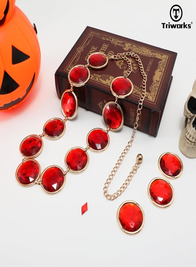 TRIWORKS Red Gem Waist Belt Anime Cosplay Stone Chain Belt Halloween Cosplay Red Chain Belt - Image 2